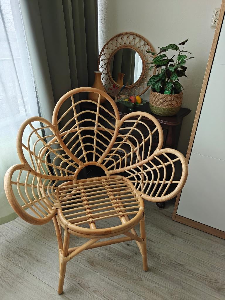 Rotan lotus kuipstoel, Ophalen, Bruin, Riet of Rotan, Zo goed als nieuw
