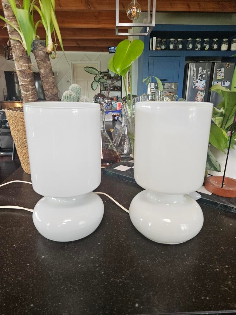 IKEA Lykta tafellamp wit - Set van 2, Ophalen of Verzenden, Glas, Modern, Scandinavisch, Tijdloos, Minder dan 50 cm