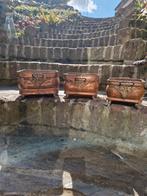 Antieke koperen bloempotten met leeuwenklauwpootjes, Ophalen of Verzenden