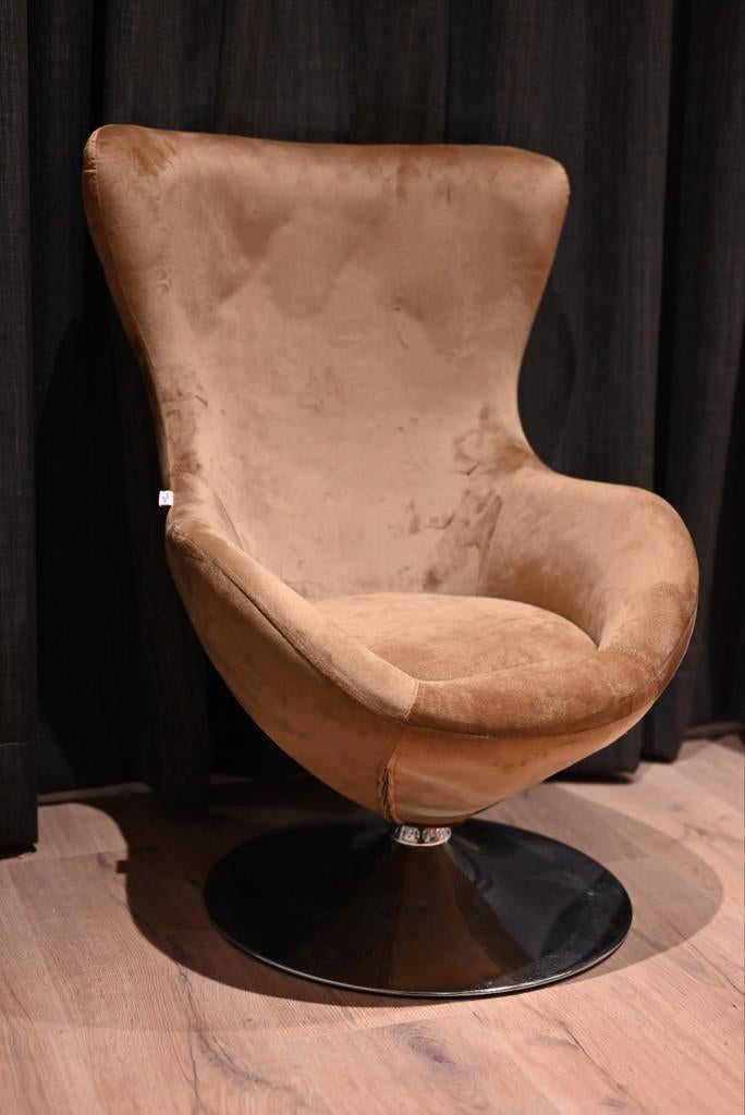 Comfortabele draaibare fauteuil - Bruin velours- Vida XL, Ophalen, Zo goed als nieuw, 50 tot 75 cm