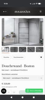 Douchewand Boston - Mat zwart, verstelbaar 110x200cm, Ophalen, Nieuw, Overige metalen