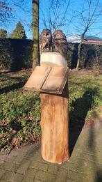Tuinbeeld brocante uil eikenhouten boomstam 145 cm vintage, Ophalen, Nieuw
