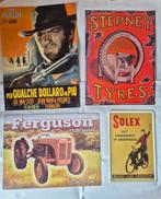 Set van 4 Vintage Metalen Borden: Film, Auto, Tractor, Bande, Ophalen of Verzenden, Gebruikt, A1 t/m A3, Rechthoekig Staand