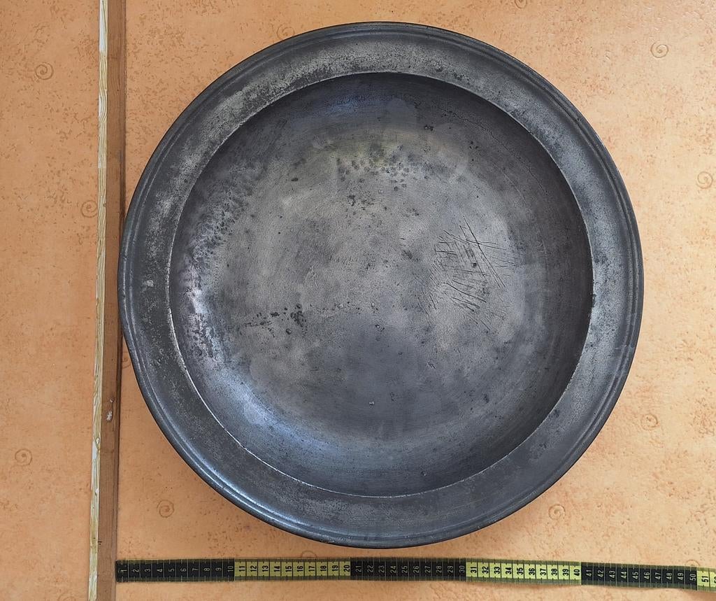 Groot tinnen bord 43,5cm, Antiek en Kunst, Antiek | Tin, Ophalen