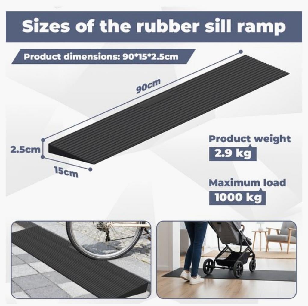Drempelhulp massief rubber 2,5 cm x 90 cm x 15 cm, Diversen, Verpleegmiddelen, Ophalen of Verzenden