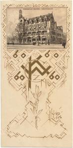 Huib Luns litho "Ontwerp Menukaart American Hotel Amsterdam", Ophalen