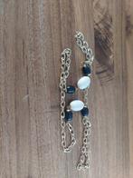 Gouden ketting met zwart-witte kralen, Ophalen of Verzenden