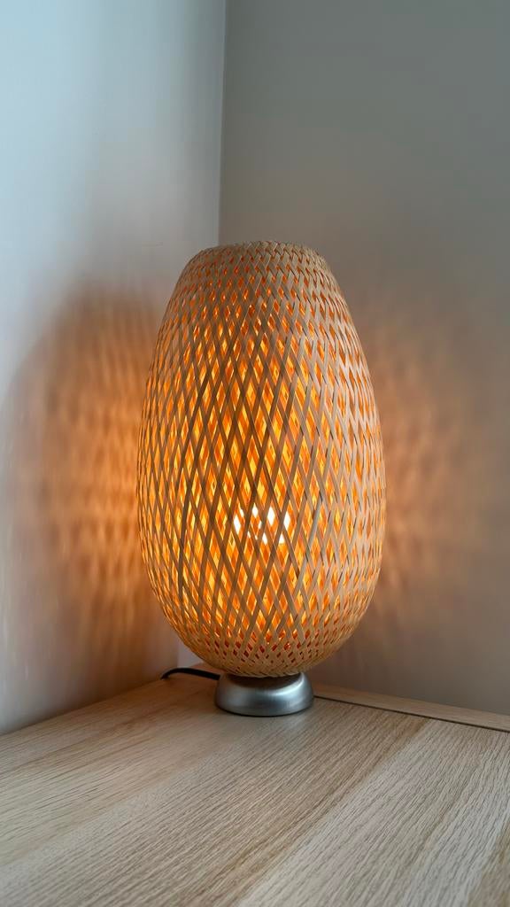 IKEA Böja Tafellamp - Bamboe/Handgemaakt, Ophalen, Zo goed als nieuw, Hout, 50 tot 75 cm