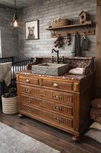 Antieke ladenkast marmer badkamermeubel wastafel vintage rob, Antiek en Kunst, Ophalen of Verzenden