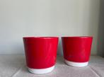 Bloempotten binnen rood met witte voet (2 st), Ophalen, Gebruikt, Rond, Binnen