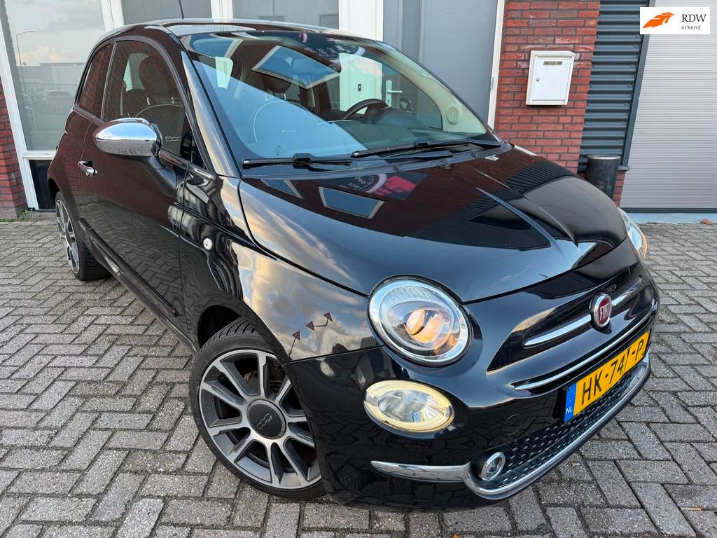 Fiat 500 0.9 TwinAir Turbo Popstar / Pano / PDC / Clima / 17, Auto's, Fiat, Stof, Gebruikt, Met garantie (alle), Zwart