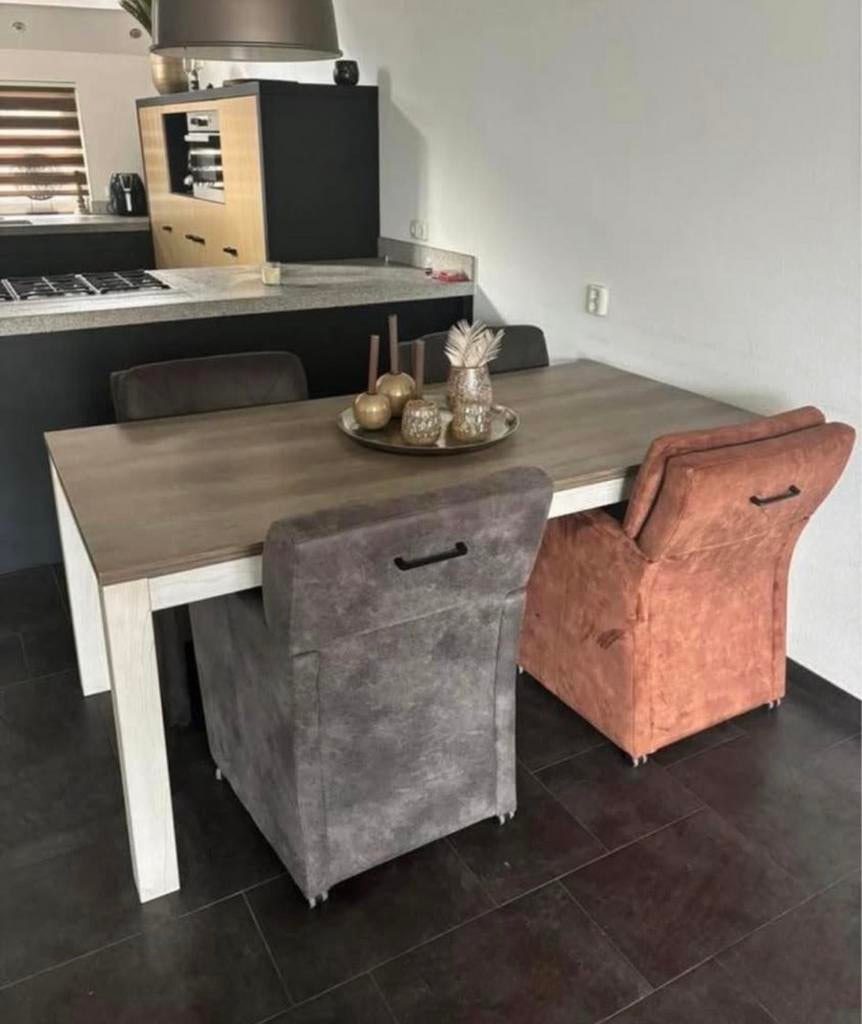 Tafel met stoelen, Huis en Inrichting, Tafels | Eettafels, Ophalen, Gebruikt, 100 tot 150 cm, 50 tot 100 cm