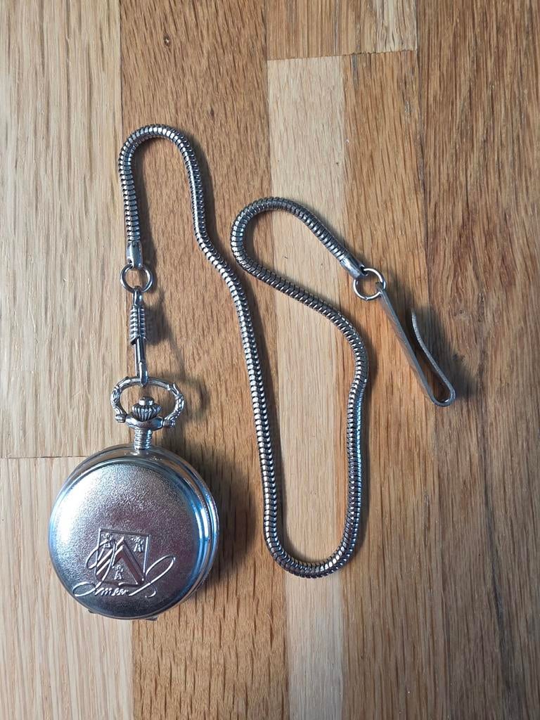 Vintage ALFA Quartz zakhorloge met ketting, Overige merken, Overige materialen, Zakhorloge, Gebruikt