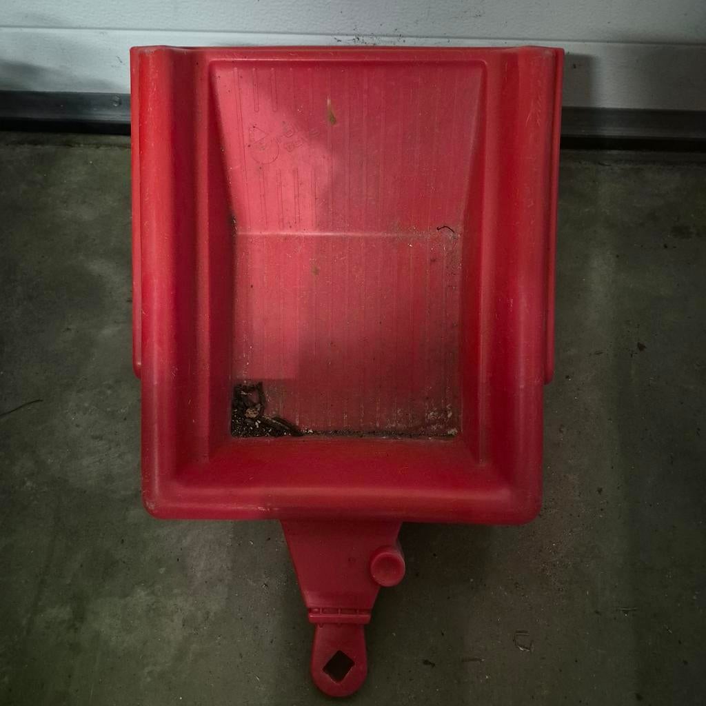 Rode speelgoed tractor aanhanger, Ophalen, Gebruikt, Jongen of Meisje