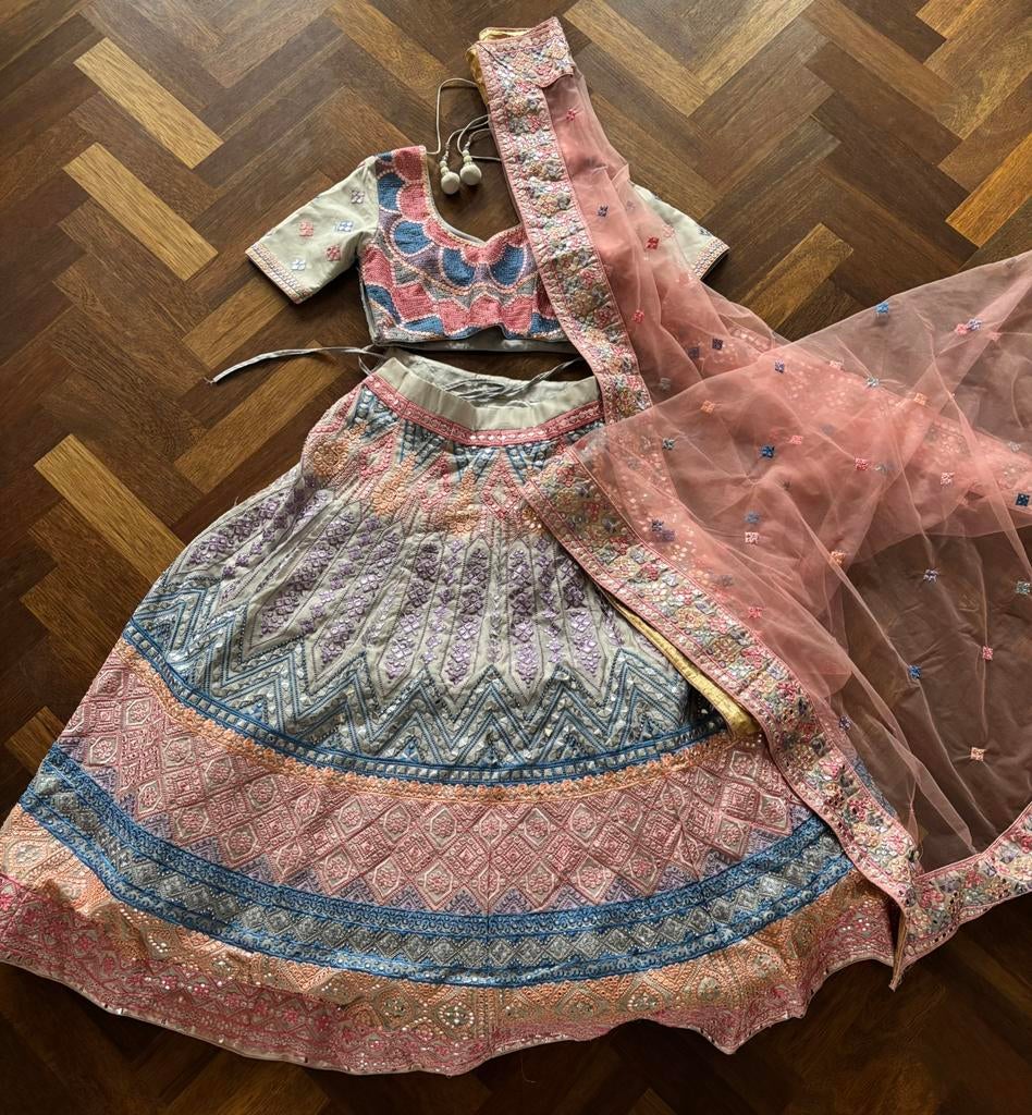 Lehenga/Indiase kleding, Overige typen, Blauw, Ophalen of Verzenden, Maat 36 (S)