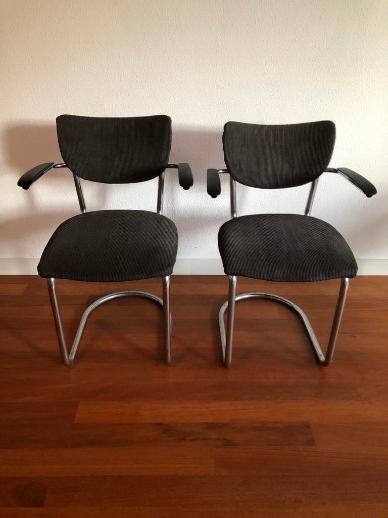 Gebr. de Wit Model 3011 gispen Stoelen - Set van 2, Ophalen, Gebruikt, Twee, Retro vintage dutch design