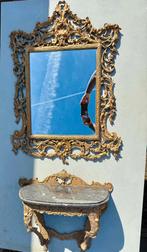 Antieke Barok Spiegel met Console van marmer, Ophalen, Rechthoekig, Minder dan 50 cm, Minder dan 100 cm