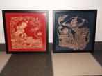 Paar Thaise Prenten in Lijsten, Ophalen of Verzenden