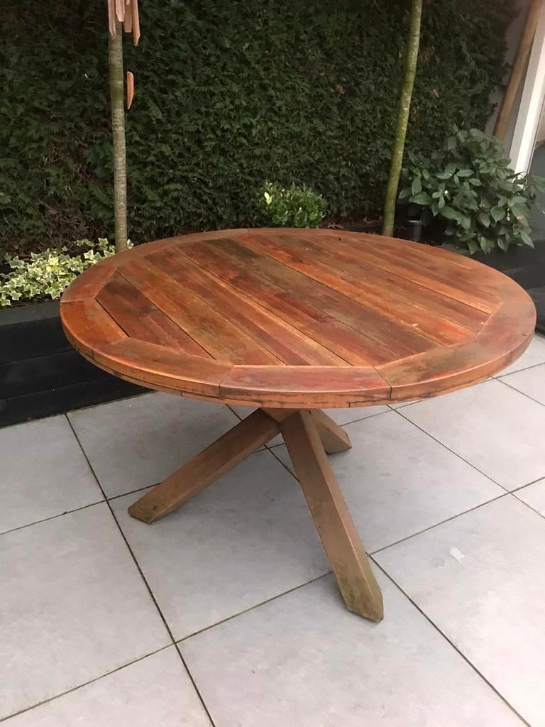 Ronde teakhouten tafel, Ophalen, Gebruikt, Rond, Teakhout