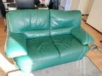 Groene leren bankstel, Ophalen, Zo goed als nieuw, 75 tot 100 cm
