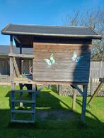 Houten speelhuisje met glijbaan, Ophalen, Gebruikt, Hout