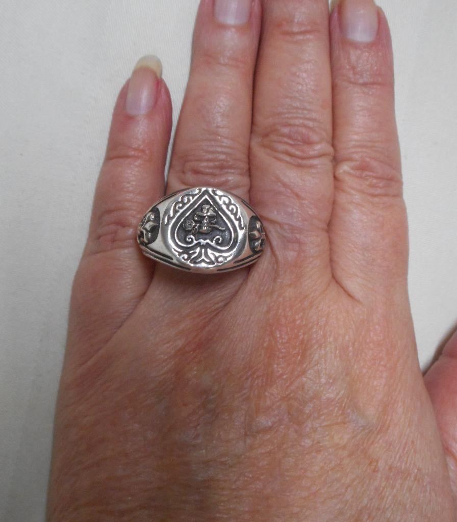 Zilveren heren ring skull met roos maat 22 nr.1703, Sieraden, Tassen en Uiterlijk, Ringen, 20 of groter, Verzenden, Heer, Zo goed als nieuw