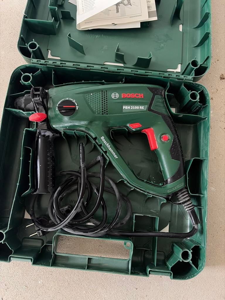 Bosch Boorhamer PBH 2100 RE met koffer, Ophalen, 600 watt of meer, Boor- en/of Breekhamer, Zo goed als nieuw