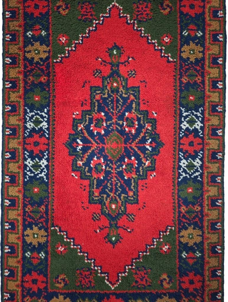 Vintage oosters wol Smyrna tapijt Retro medallion 100x173cm, Oosters, Vintage, Traditioneel, Gebruikt, 100 tot 150 cm, Onbekend