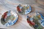 Drie ontbijt bordjes van Gien, decor Chaise bleue, Ophalen of Verzenden, Gebruikt, Overige stijlen, Bord(en)