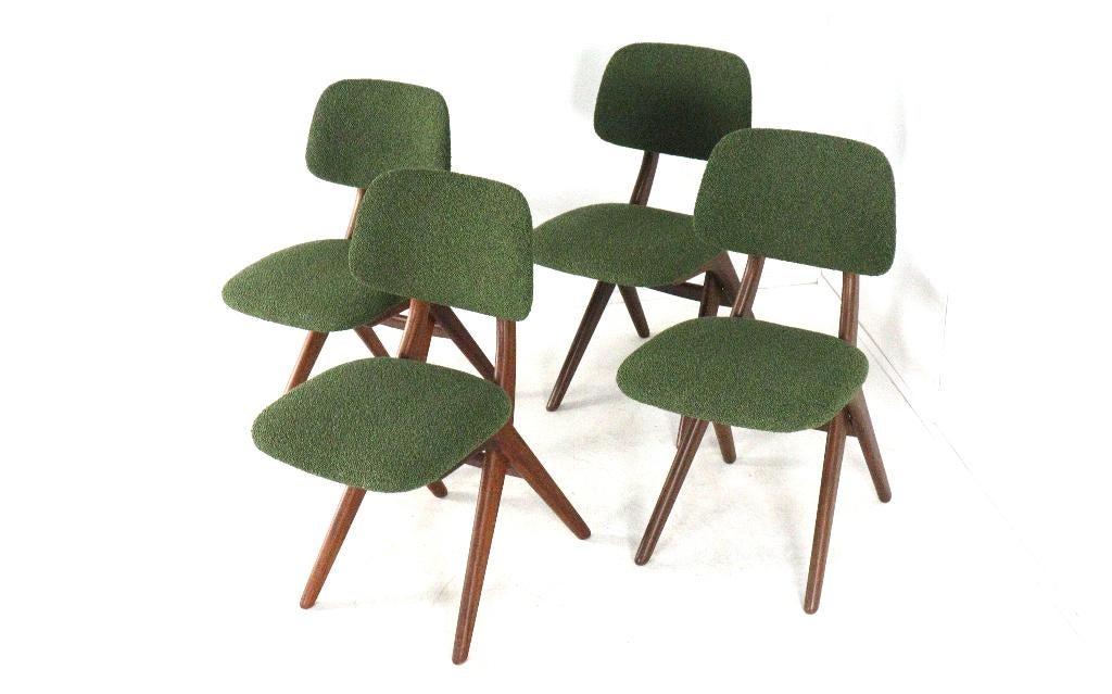 4x vintage scissor chair - van teeffelen -  gerestaureerd, *, Overige kleuren, *, Mid century modern / vintage