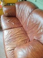 Lederen bank 2 zits cognac kleur, Ophalen, Gebruikt, 75 tot 100 cm, 200 tot 250 cm
