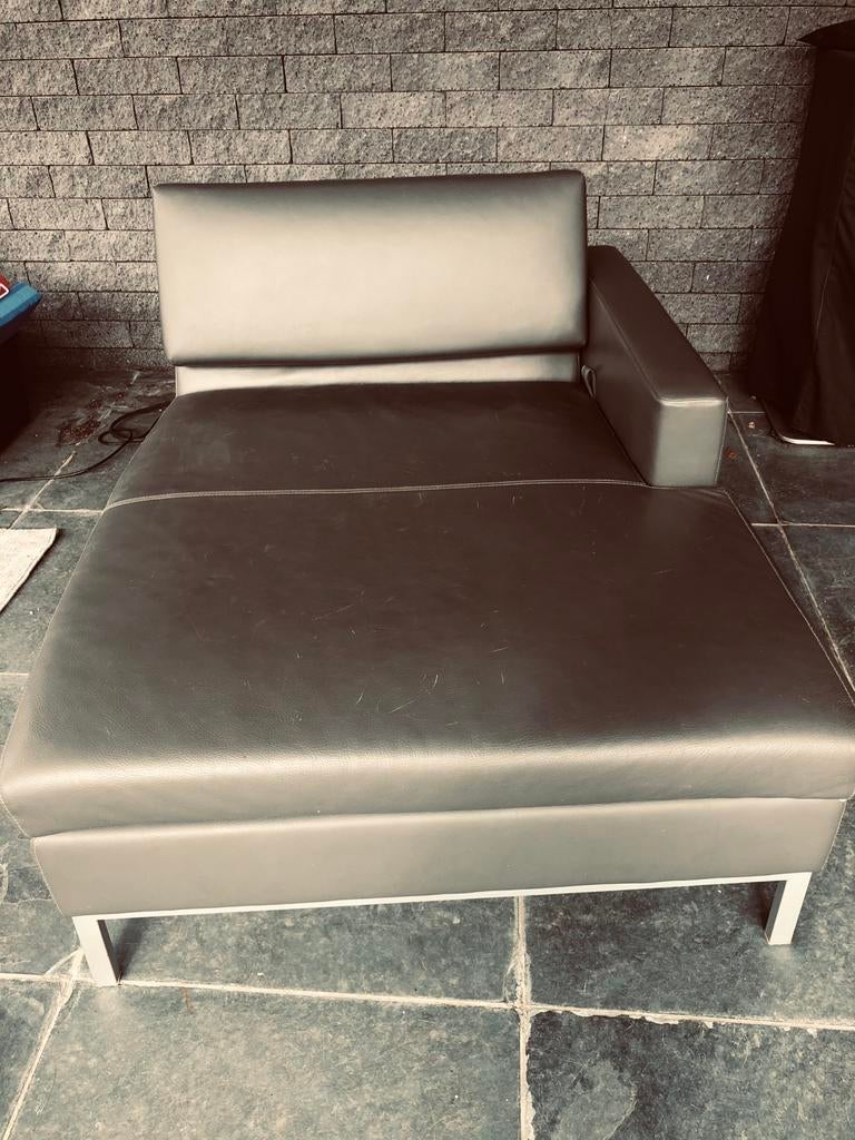 Lederen verstelbare relax fauteuil, Huis en Inrichting, Fauteuils, Ophalen, 125 tot 150 cm, Leer, Zo goed als nieuw