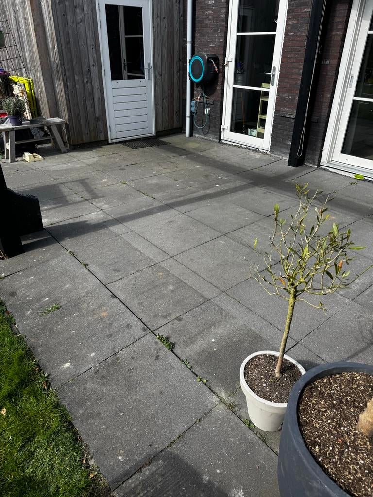 Terrastegels 60x60 cm met opsluitbanden - Tegen elk aannemel, Tuin en Terras, Tegels en Klinkers, Ophalen, Gebruikt, 10 m² of meer