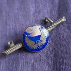 Antieke Speld Emaille Gevleugeld Wiel Spoorwegen, Verzenden, Overige materialen