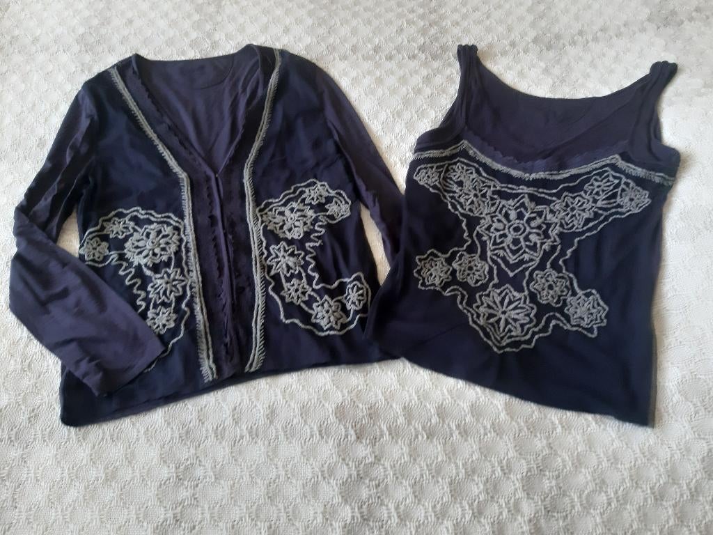 apart blauw twinset Just B. maat XL, Kleding | Dames, Ophalen, Blauw, Maat 46/48 (XL) of groter, Zo goed als nieuw