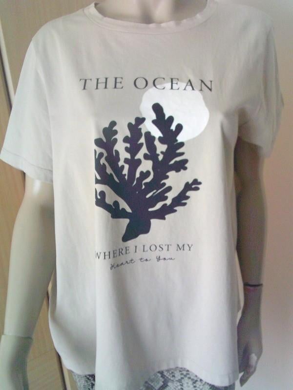 Street one ZGAN zandkleurig shirt met ocean print 44, Kleding | Dames, T-shirts, Verzenden, Beige, Zo goed als nieuw, Korte mouw