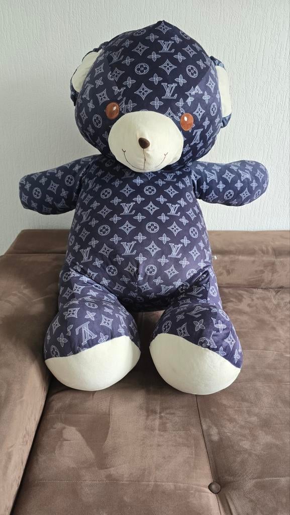 Grote XXL LV Monogram Teddybeer - Blauw (125x95cm), Overige merken, Overige karakters, Beer, Blauw
