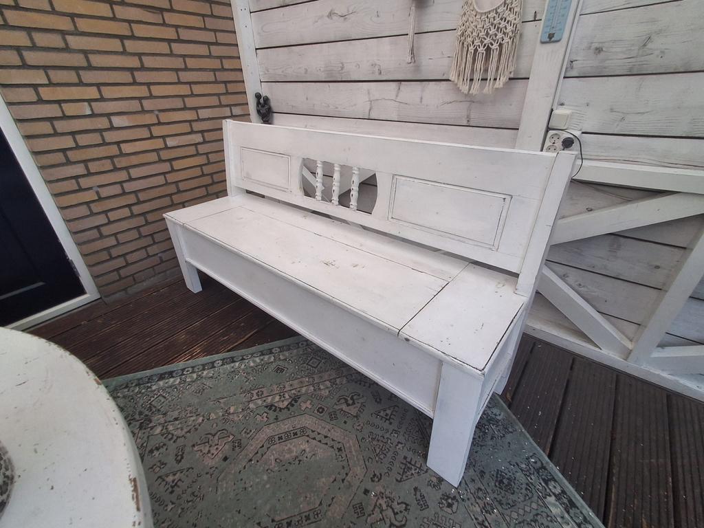 Witte klapbank op maat gemaakt, met opbergruimte, Ophalen, Gebruikt, Wit, Eén