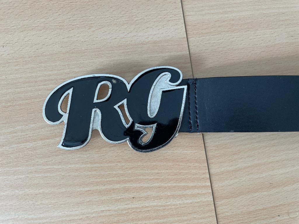 RG zwarte leren riem 85 cm, 80 tot 90 cm, Tailleriem, Ophalen of Verzenden, Zo goed als nieuw