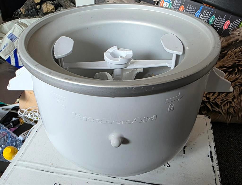 KitchenAid 5KSMICM Roomijsmaker, Witgoed en Apparatuur, Keukenmixers, 1 tot 2 liter, Ophalen of Verzenden, Zo goed als nieuw, 3 snelheden of meer