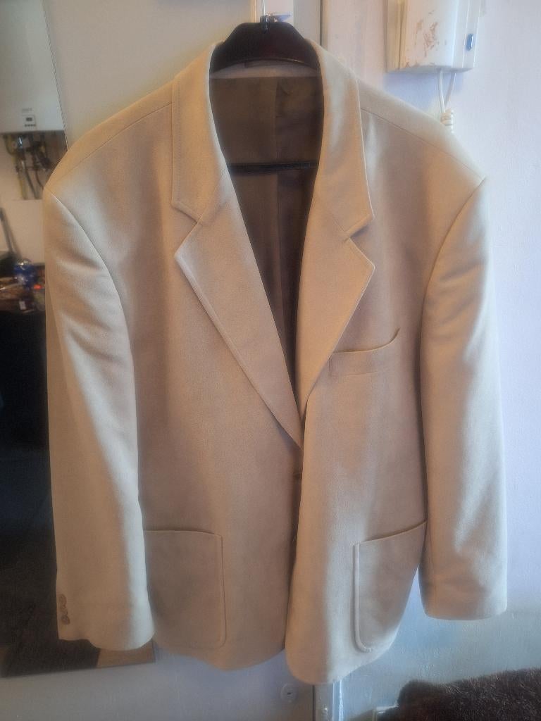 Elegante creme/beige suede herencolbert, maat 54, Kleding | Heren, Ophalen of Verzenden, Zo goed als nieuw, Maat 52/54 (L), Beige