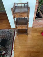 vintage massief eiken etagère display-rek met 2 laden, Ophalen, Gebruikt