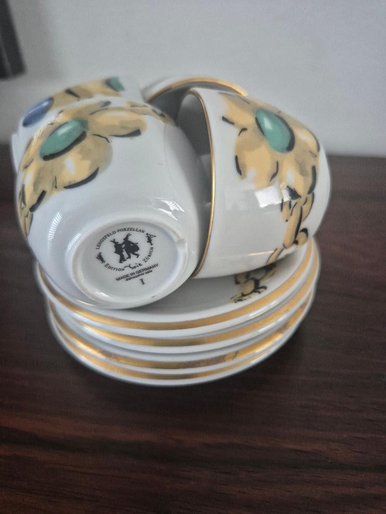 Design espresso kopjes Langenthal K. Suter set  4 porselein, Ophalen of Verzenden