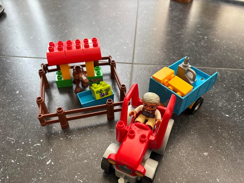 Lego Duplo boerderij set met tractor en koe, Ophalen, Inclusief minifiguren, Gebruikt, Duplo