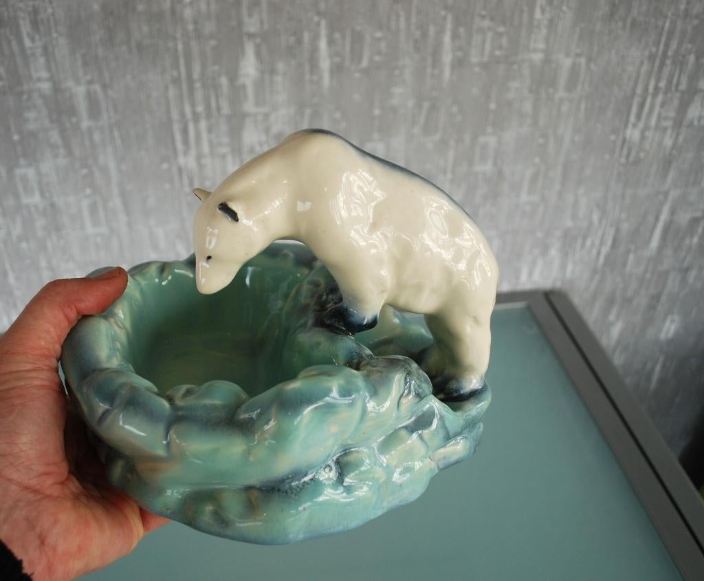 Art Deco Ditmar Urbach ijsbeerschaal Tsjechoslowaaks 1930's, Antiek en Kunst, Curiosa en Brocante, Ophalen of Verzenden