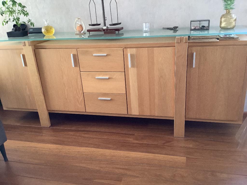 Blank eiken dressoir, tafel en tv/muziek meubel, Ophalen, Gebruikt