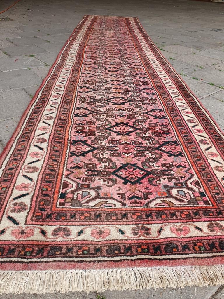 Perzische loper 395x80 cm., Huis en Inrichting, Gebruikt, Overige kleuren, Hosanabad Iran, 200 cm of meer