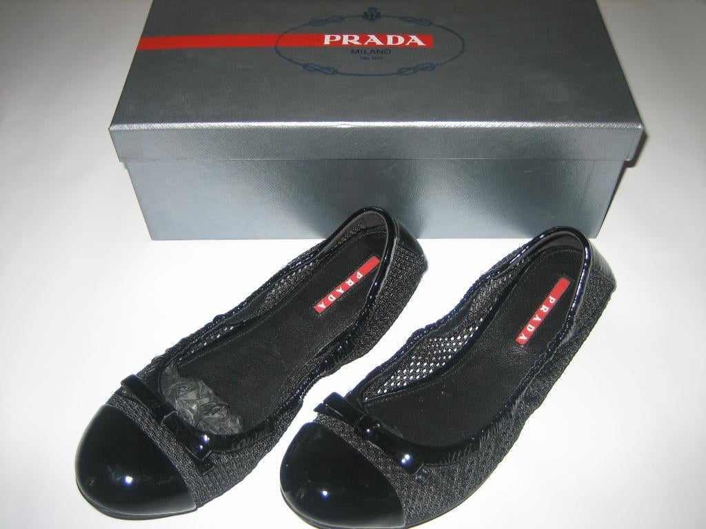 Prada nieuw ballerina's origineel 38 Hoga, Prada, Zwart, Nieuw, Ballerina's