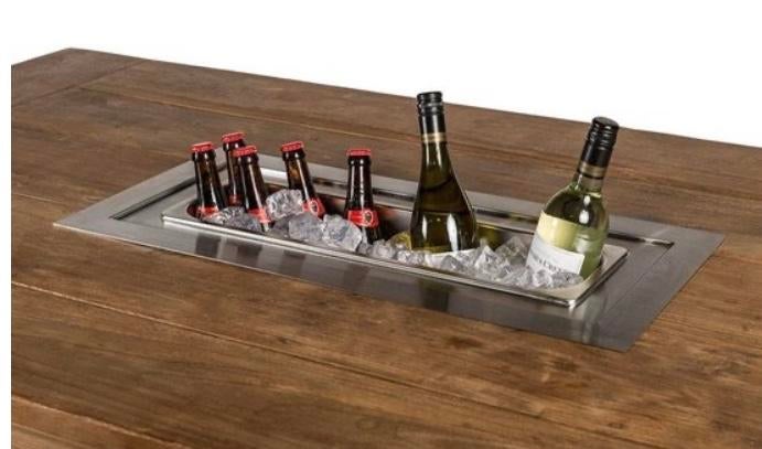 Steigerhouten (vuur)tafel met Happy Cocooning wijnkoeler, Tuin en Terras, Ophalen, Nieuw, Rechthoekig, Hout