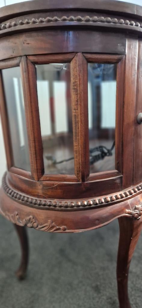 Ovaal Theekastje met facet geslepen glas en los dienblad, Ophalen, 50 tot 100 cm, Minder dan 100 cm, 25 tot 50 cm